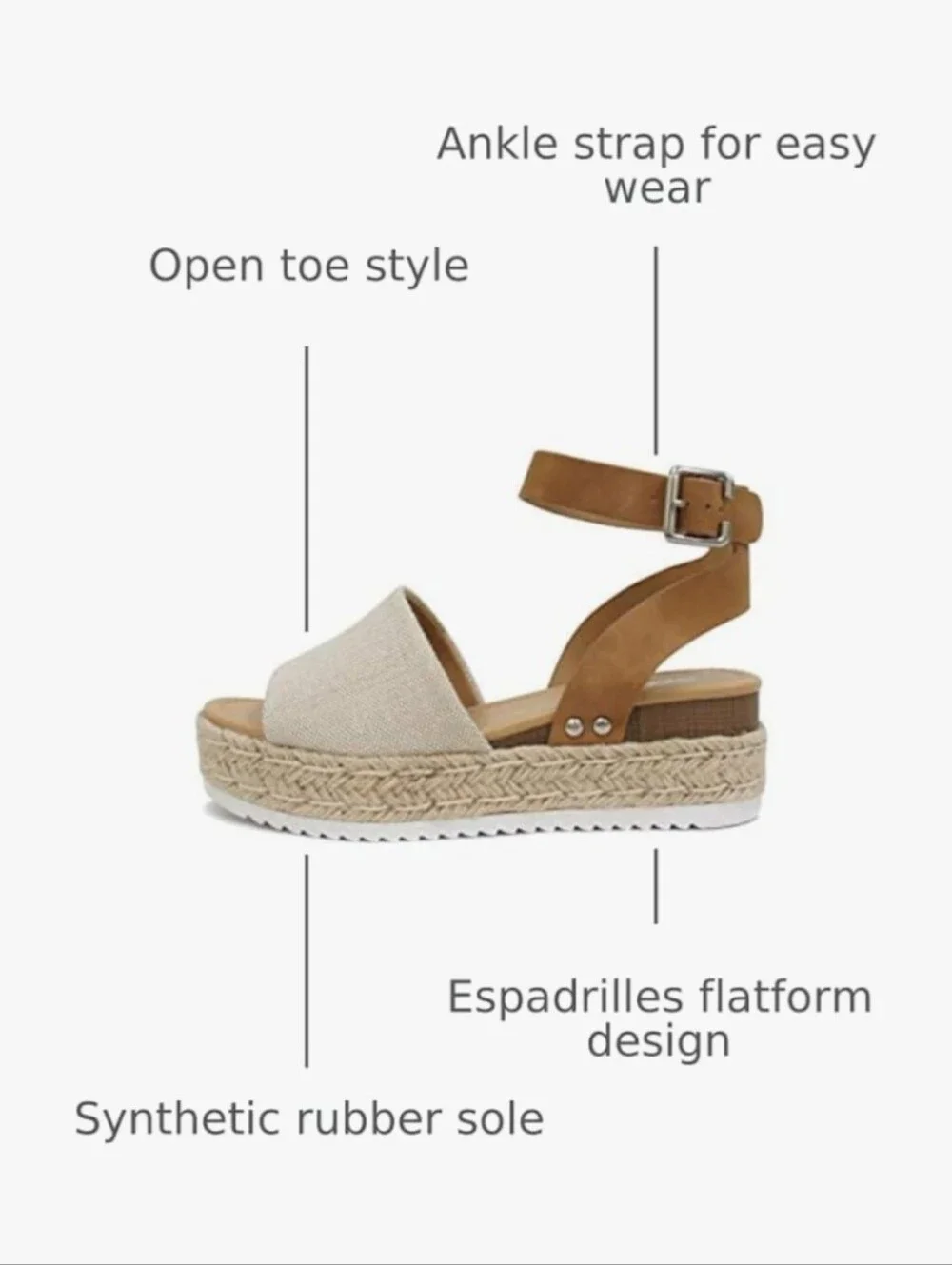 Soda Topic Open Toe Buckle Ankle Strap Espadrilles Flatform Wedge Casual Sandal